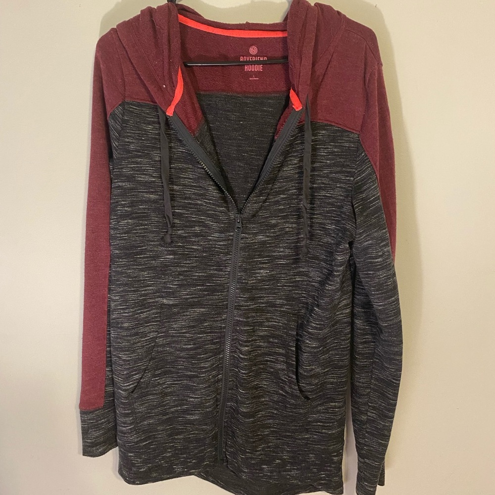 Burgundy and Grey Zip up Hoodie